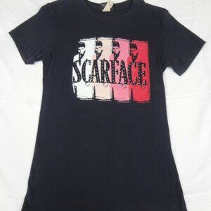 VINTAGE SCARFACE JEWELED LOGO TONY MONTANTA - BLACK LARGE WOMENS T-SHIRT K656